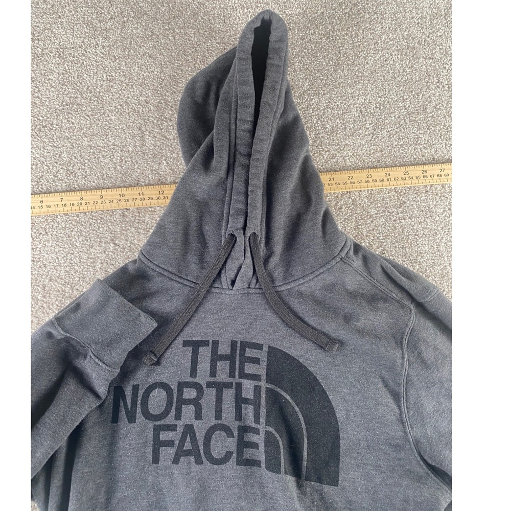 The North Face Mens L Grey Heather Pullover Logo Hoodie Sweatshirt Warm Read